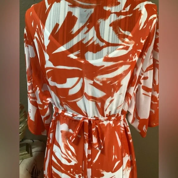 Nina Leonard Orange and White Floral Maxi Dress - Picture 7 of 16